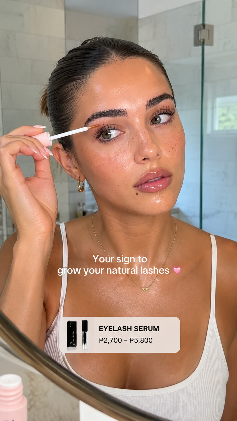 AI concept visual of an eyelash serum application routine