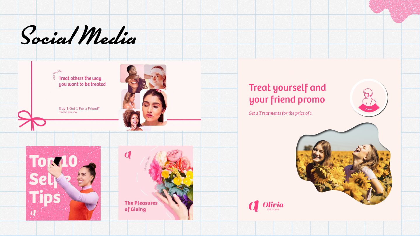 Olivia Skin-Care social media concept with educational and promotional posts