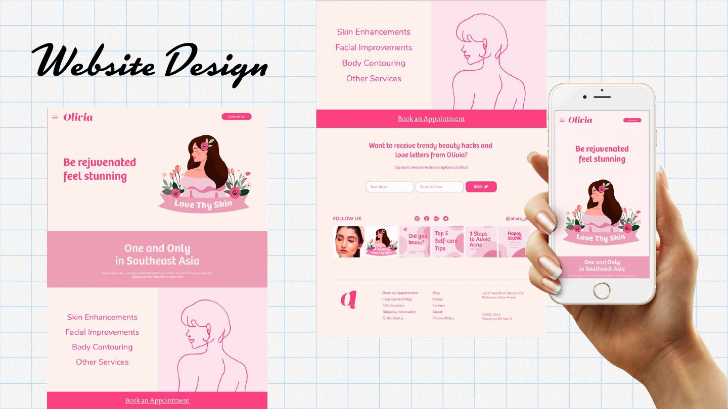 Olivia Skin-Care responsive website design concept shown on desktop and mobile